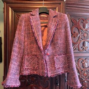 Mode dark pink woven jacket